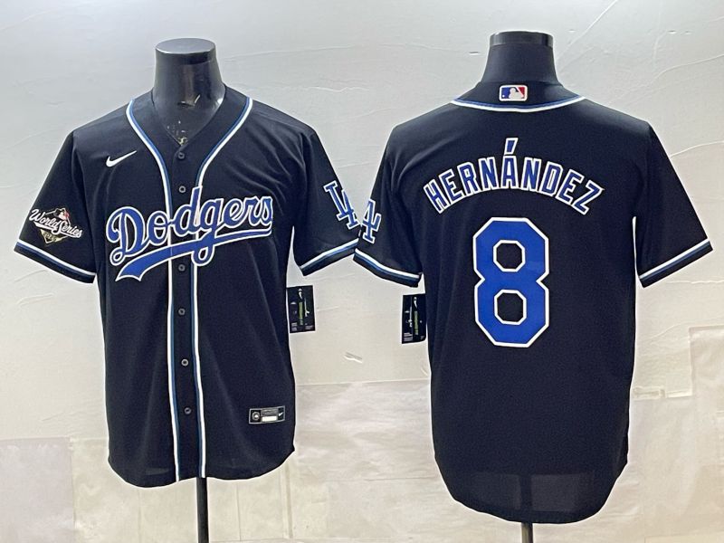 Men 2025 Nike Los Angeles Dodgers #8 Hernandez Black MLB Jersey style 006->los angeles dodgers->MLB Jersey